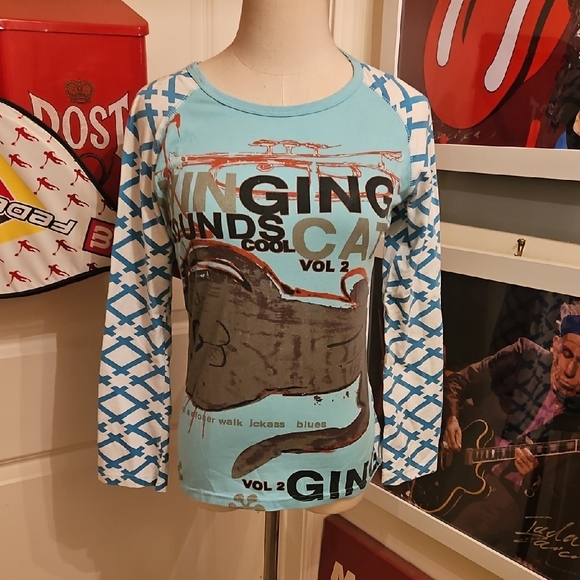 Custo Barcelona Tops - Custo Barcelona Blue Graphic Long Sleeve Tee